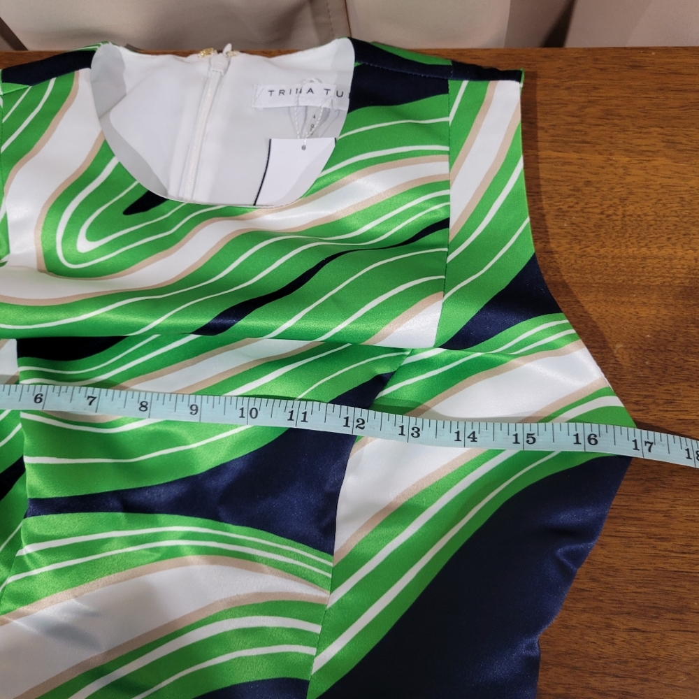 TRINA TURK Guinevere Dress Mod Retro Print Size 4 NWT $628 Retail Blue Green - Picture 6 of 7
